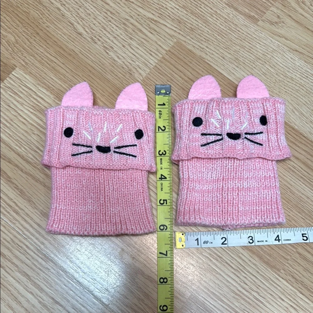 Gertex Girls One Size Pink Cat Face Knit Boot Cuffs Winter Boot Toppers Cute